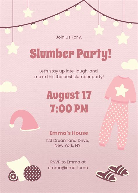 Slumber Party Invitation Templates Free