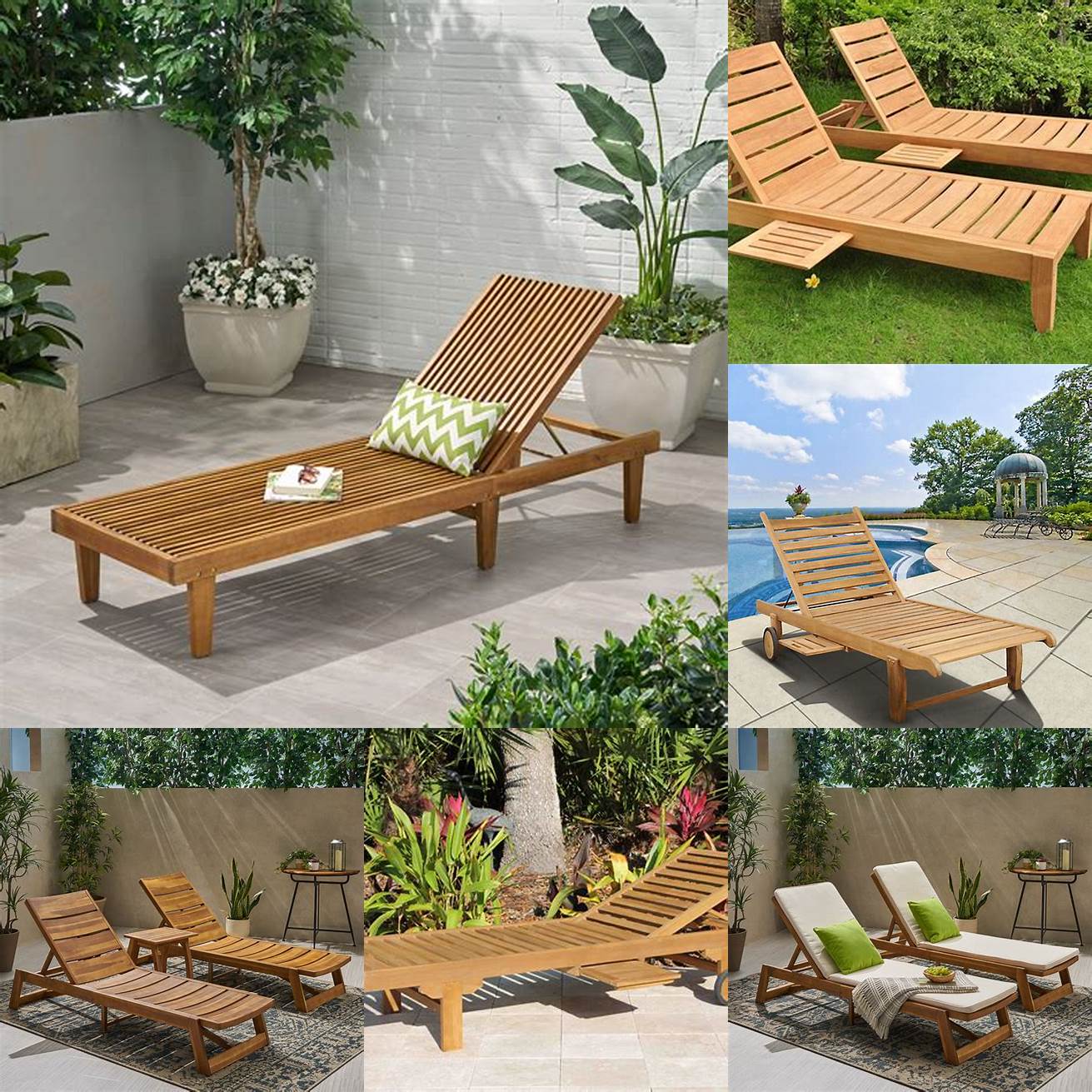 Small Teak Outdoor Chaise Lounge