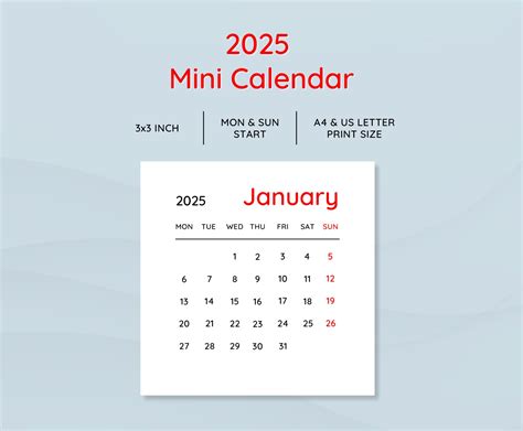 Small Printable Monthly Calendar
