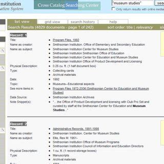 Smithsonian Institute Catalog