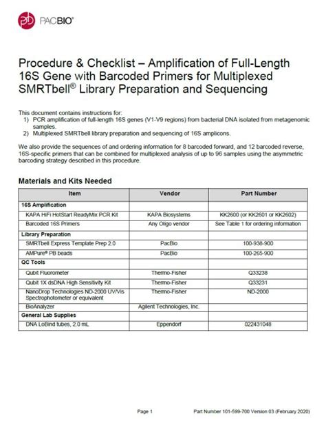 Smrtbell Express Template Prep Kit 4.0 Pacbio