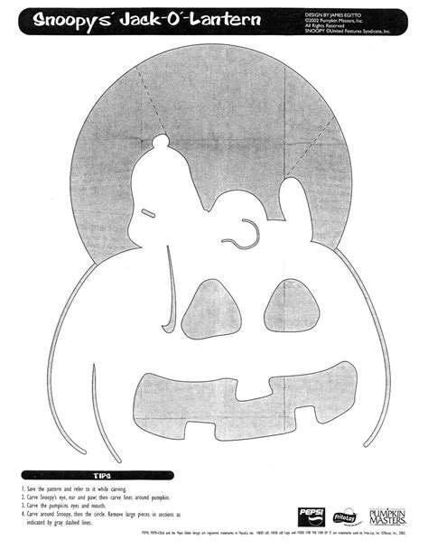 Snoopy Template For Pumpkin Carving