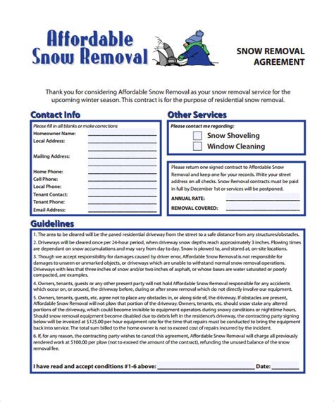 Snow Plowing Contract Template