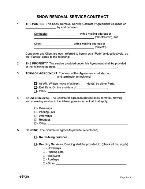 Snow Plowing Contracts Templates