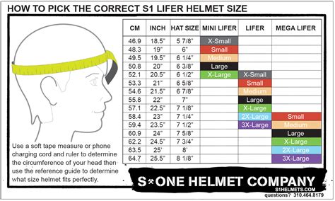 Snowmobile Helmet Size Chart