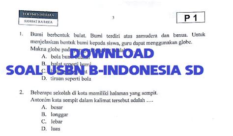 Soal USBN Bahasa Indonesia SD 2019 Indonesia