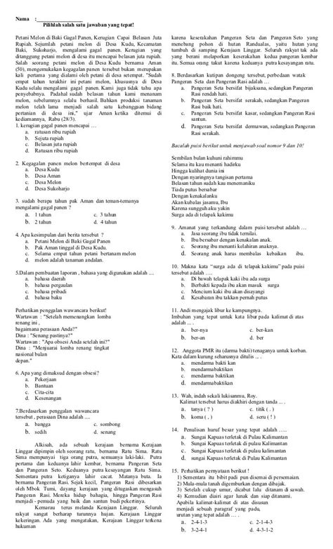 Soal Latihan Ujian Bahasa Indonesia Kelas 12