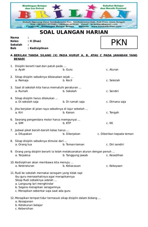 Soal Ujian PKN Kelas 10 Semester 2 Indonesia