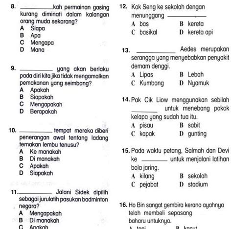 Soalan Objektif Bahasa Melayu Image