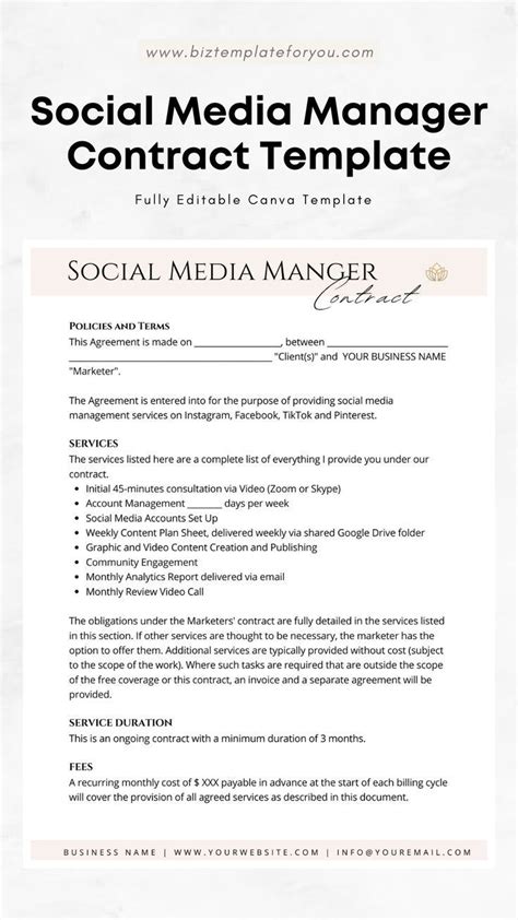 Social Media Manager Contract Template