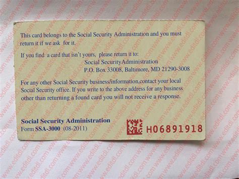 Social Security Card Template Front And Back Free