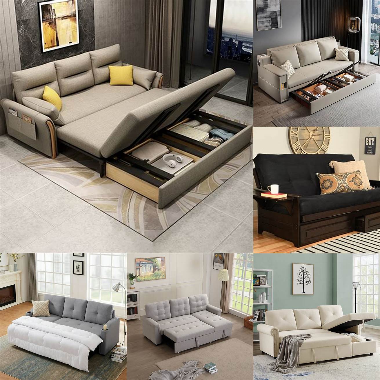 Sofa bed with built-in storage
