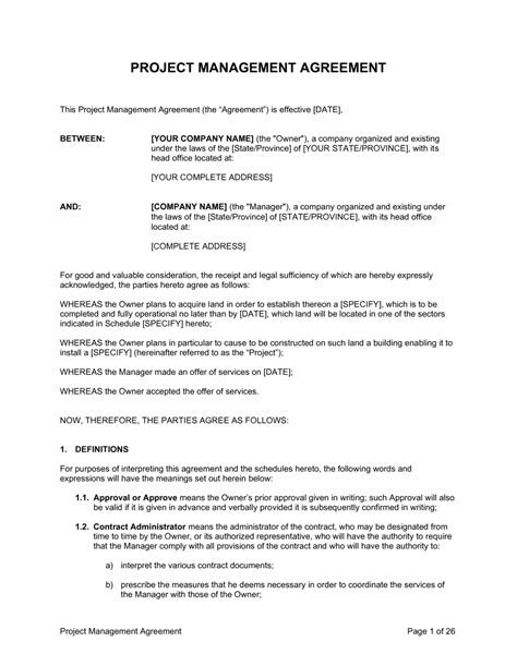 Software Project Agreement Template
