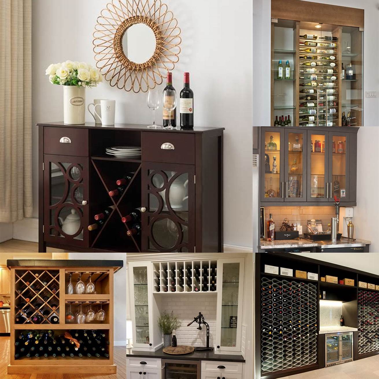 Some servers come with built-in wine racks or glass holders
