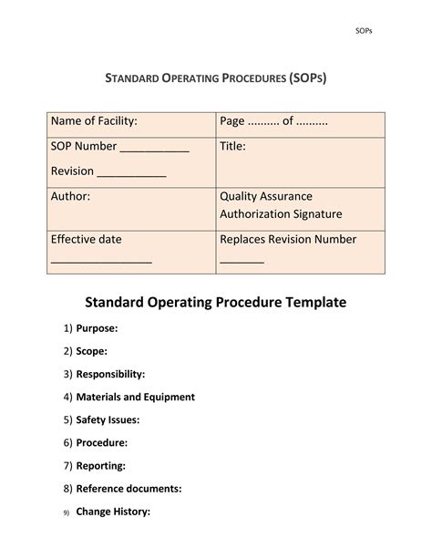 Sop Manual Template