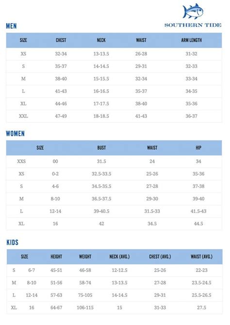 Southern Tide Size Chart