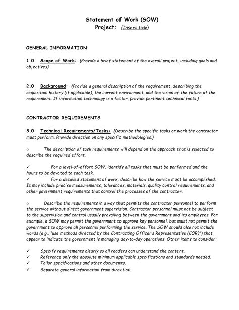 Sow Sample Template