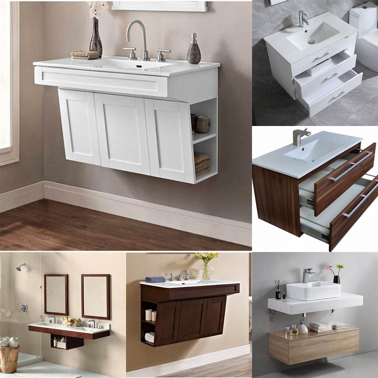 Space-saving Wall mounted vanities take up less floor space making them ideal for smaller bathrooms