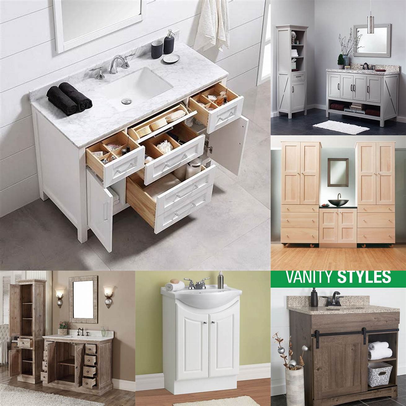 Spacious storage Menards vanities come with ample storage space to keep your bathroom essentials organized and easily accessible