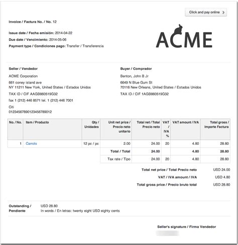 Spanish Invoice Template