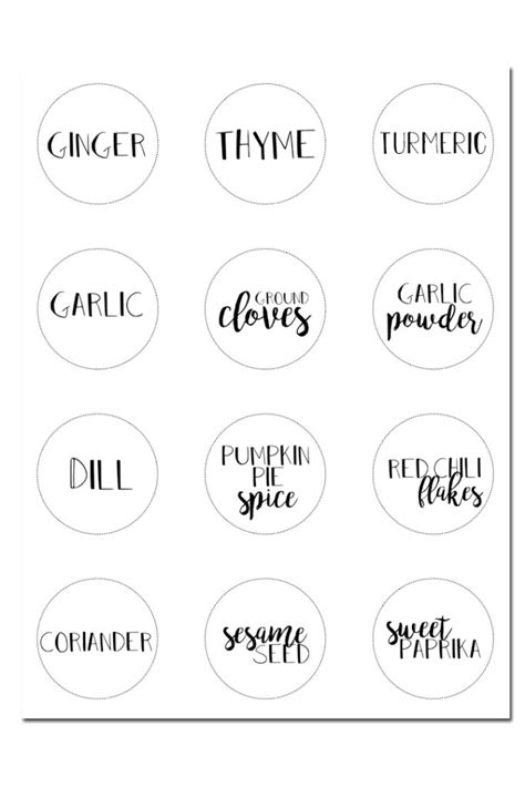 Spice Jar Labels Printable