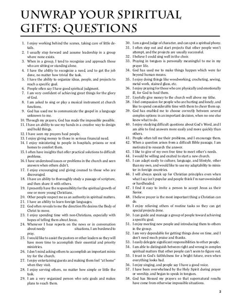 Spiritual Gift Assessment Test Printable