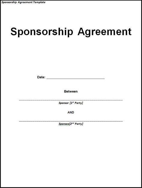 Sponsorship Contract Template