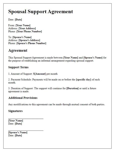 Spousal Support Agreement Template