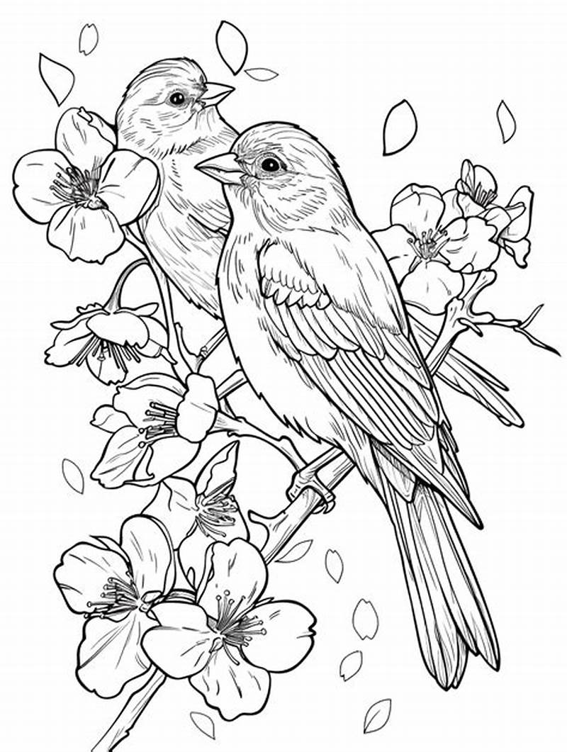 Spring Bird Coloring Pages