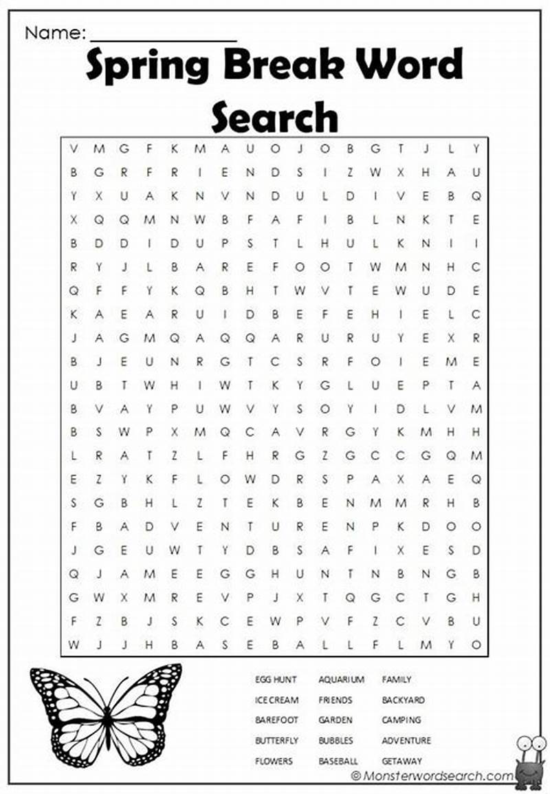 Spring Break Word Search Printable