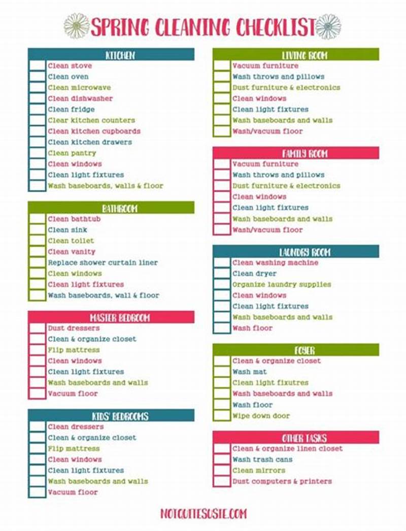 Spring Cleaning Checklist Free Printable