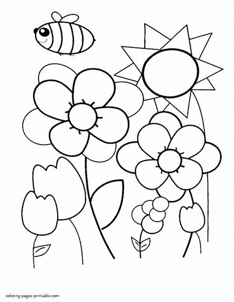 Spring Coloring Pages Simple