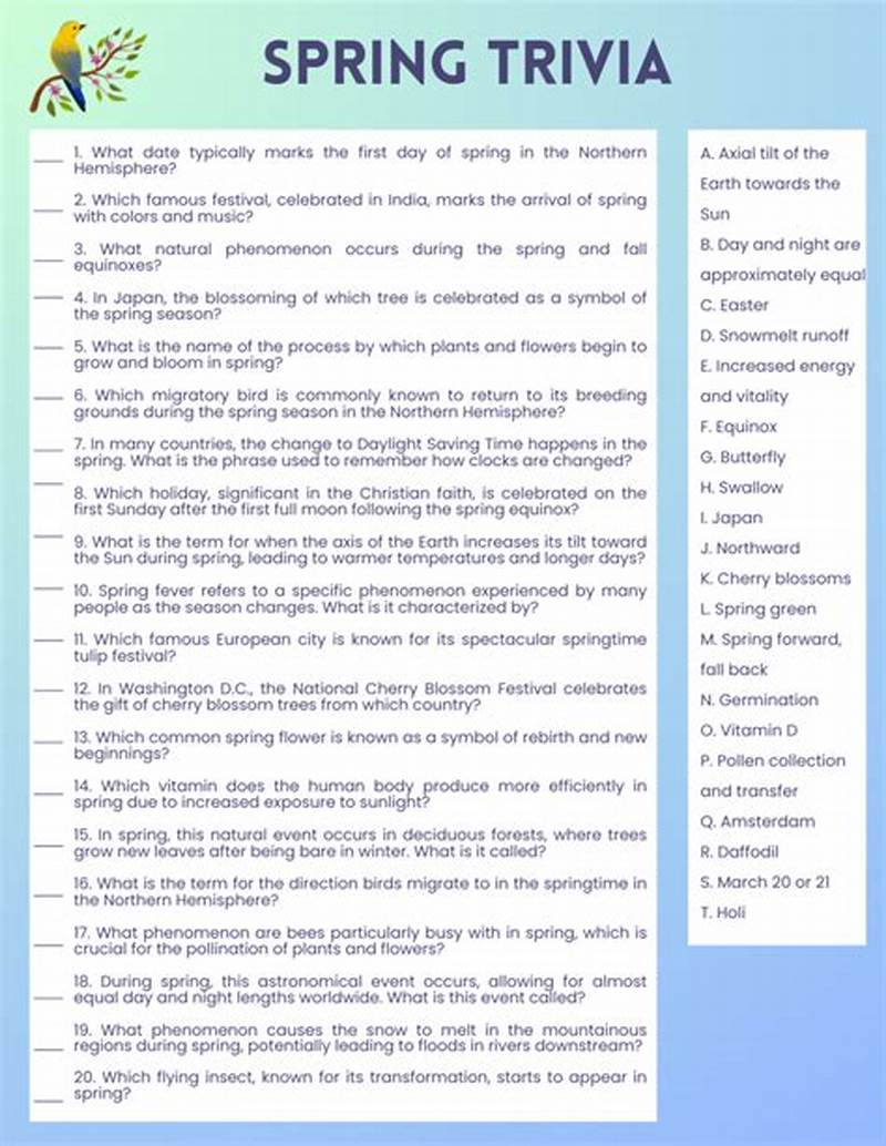 Spring Trivia Questions And Answers Printable