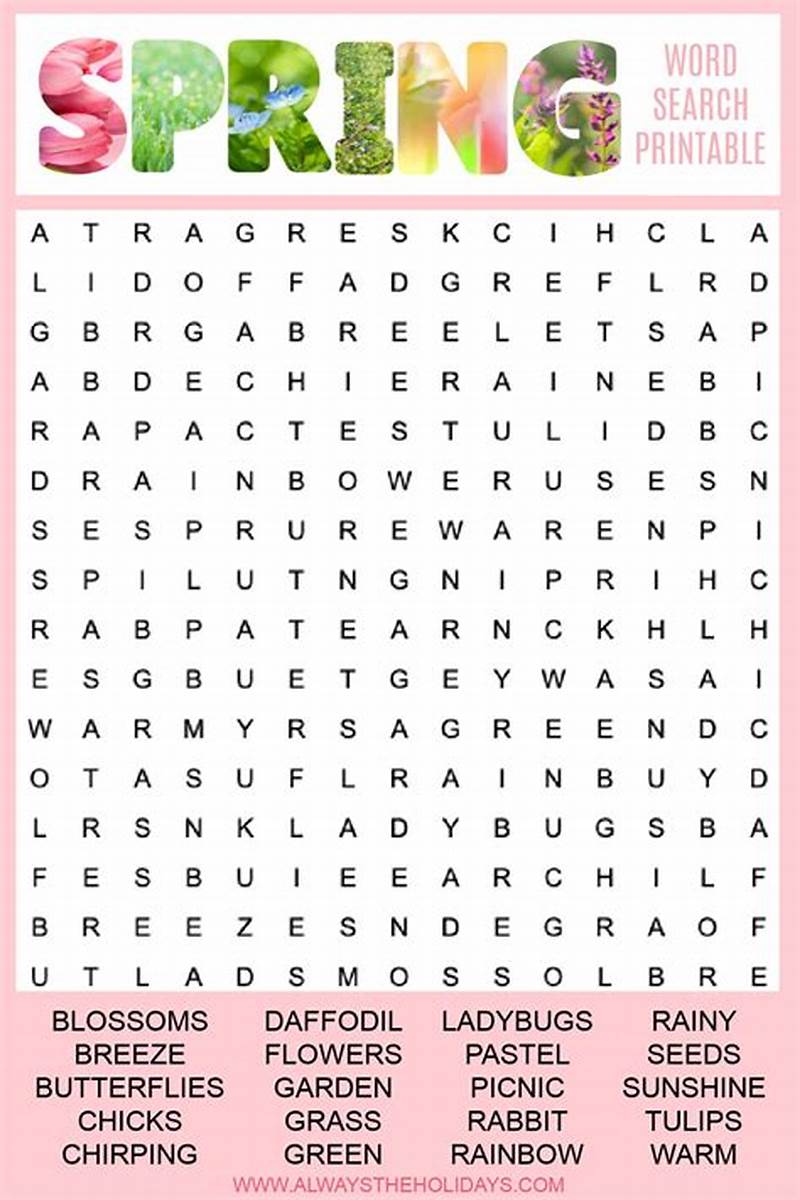 Spring Word Search Printable