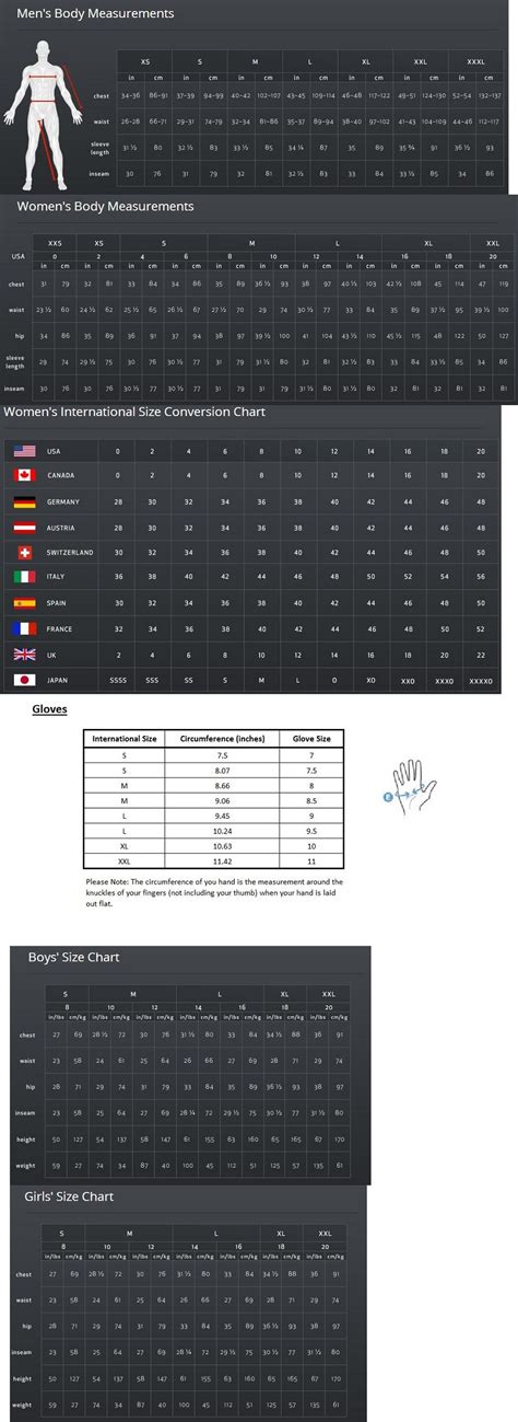 Spyder Jacket Size Chart
