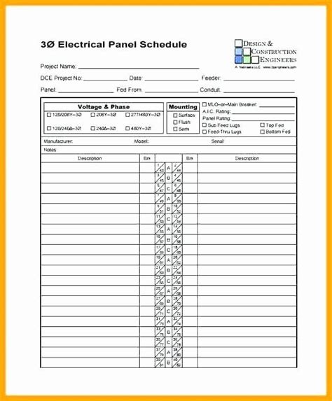 Square D Panel Schedule Template