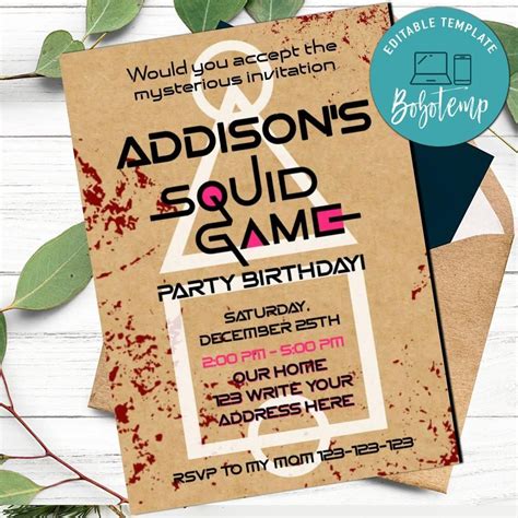 Squid Game Invitation Template Free