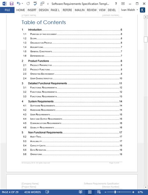 Srs Document Template Word