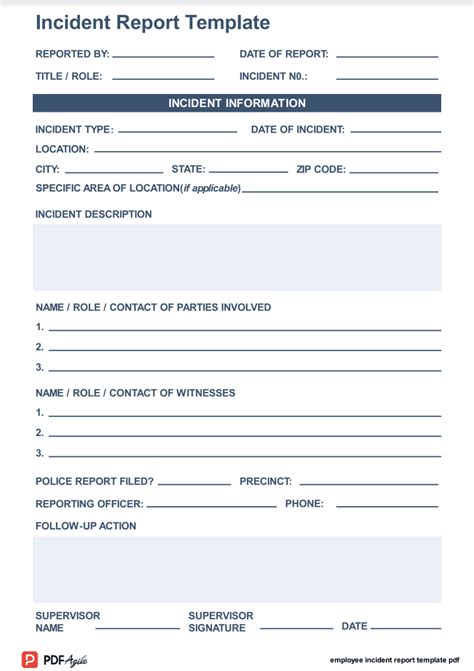 Staff Incident Report Template