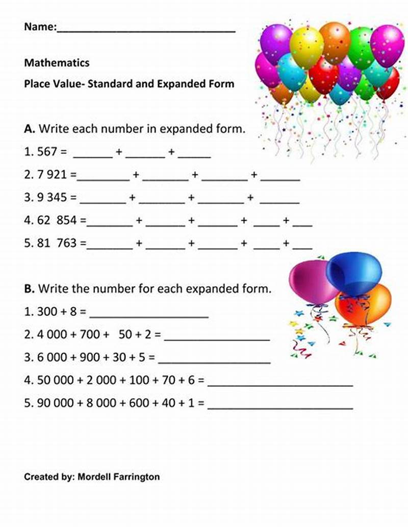 Standard Form Expanded Form Worksheets