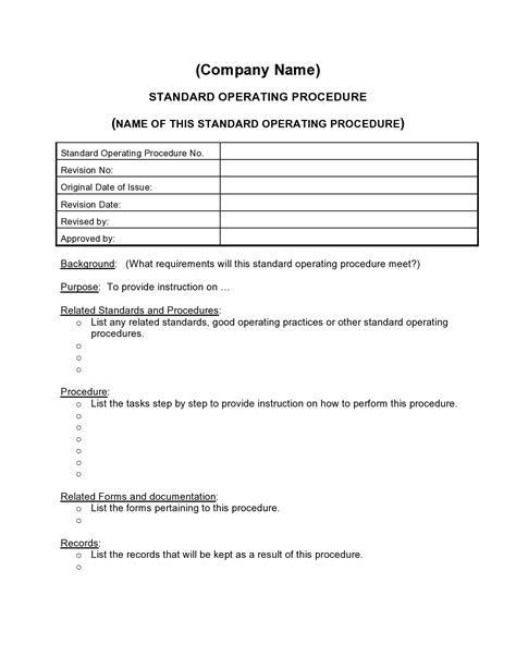 Standing Operating Procedure Template