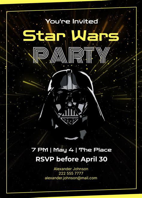 Star Wars Invitation Free Template