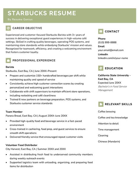 Starbucks Resume Template