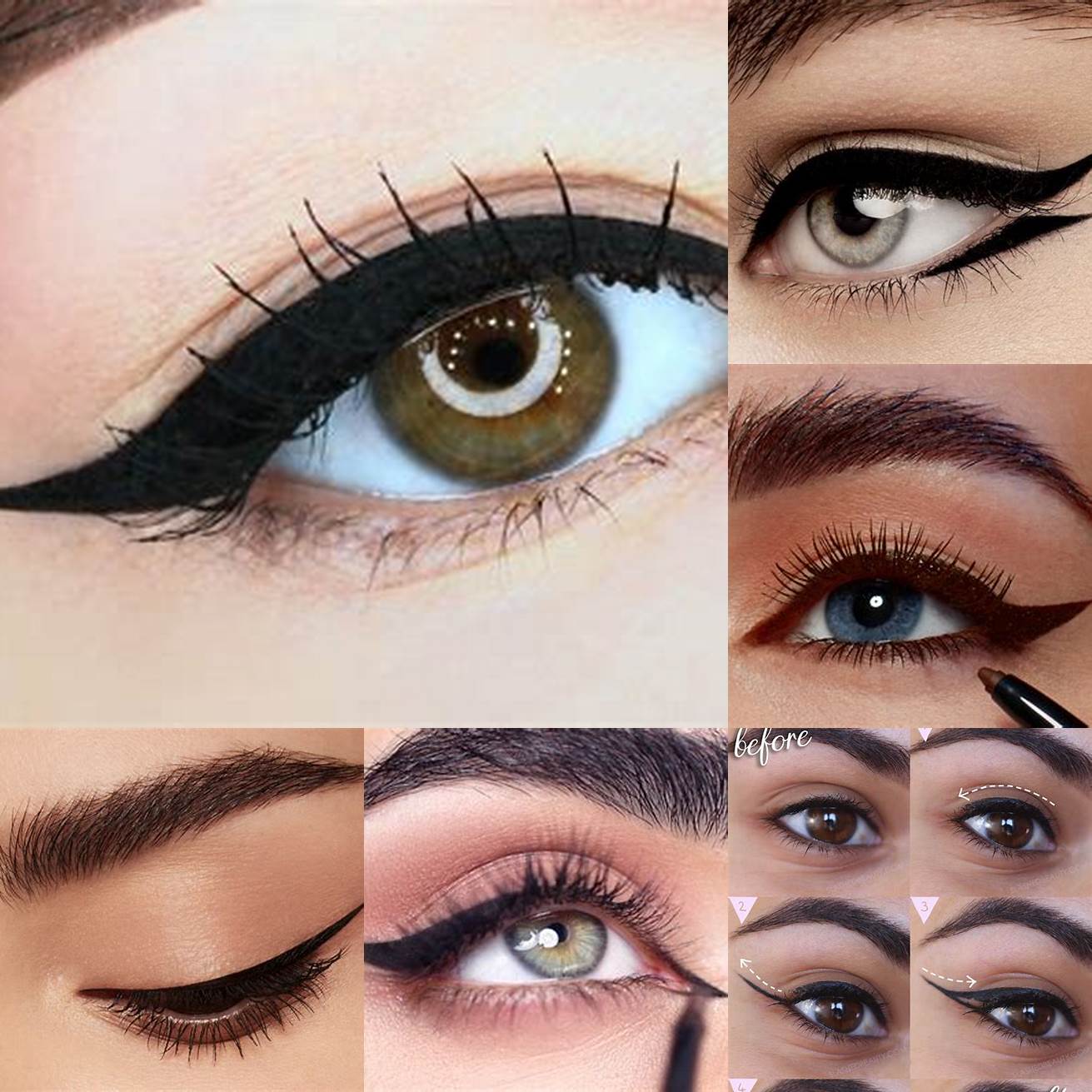 Start by creating a thin line along your upper lash line with a black liquid eyeliner