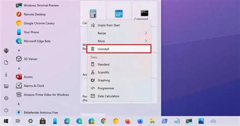 Start Menu Uninstall