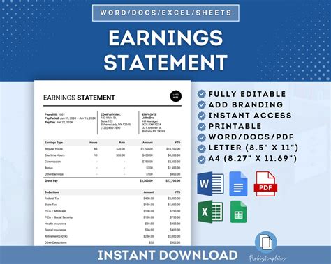 Statement Of Earnings Template