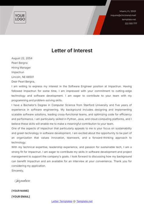 Statement Of Interest Template Job