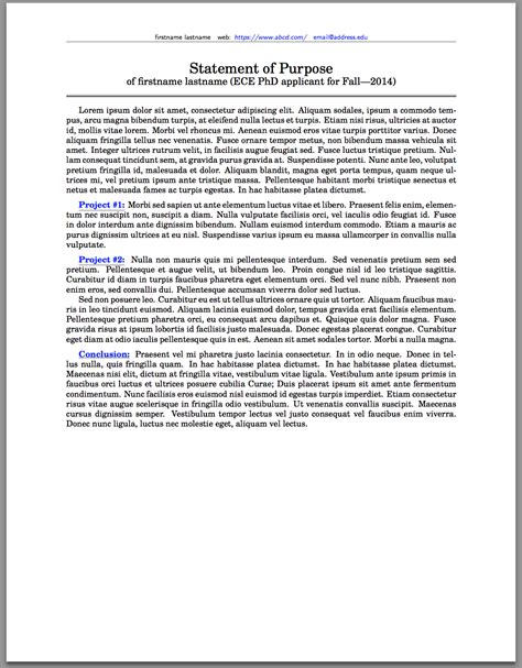 Statement Of Purpose Template Latex