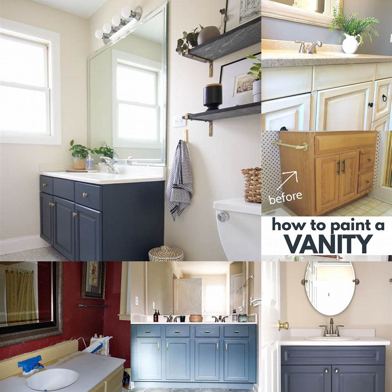 Step-by-step photos of painting a bathroom vanity
