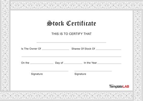 Stock Certificate Template Free Download